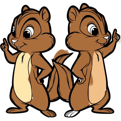 two tamias standing up split realistic