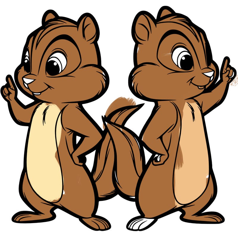 two tamias standing up split realistic