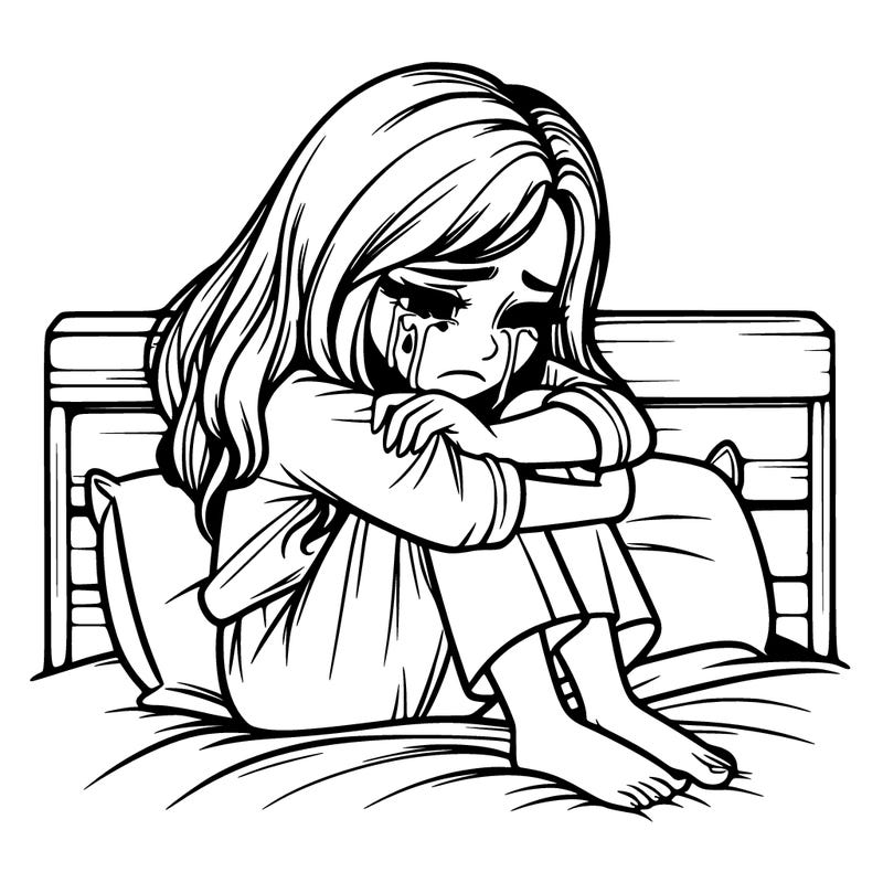 realistic girl crying on her bed over a break up