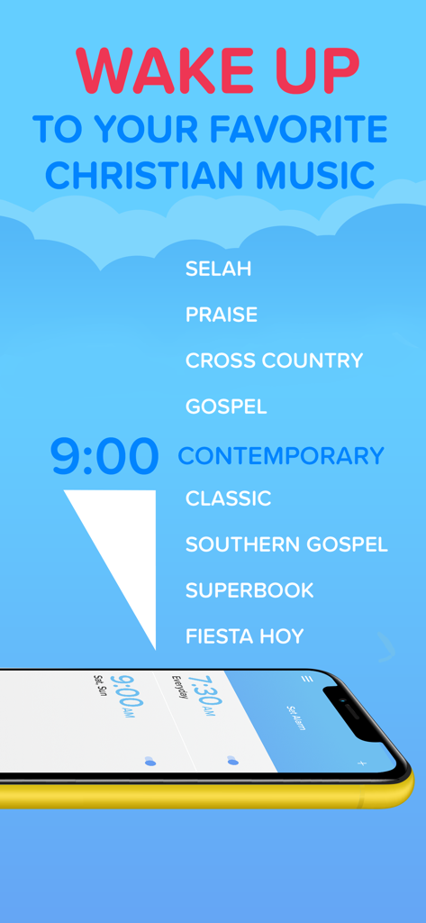 CBN Radio - Christian Music - CBN Radio app alarm feature for waking up to various Christian music stations