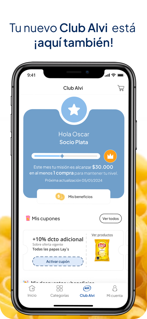 Club Alvi - Club Alvi app interface showing silver membership status and personalized business coupons