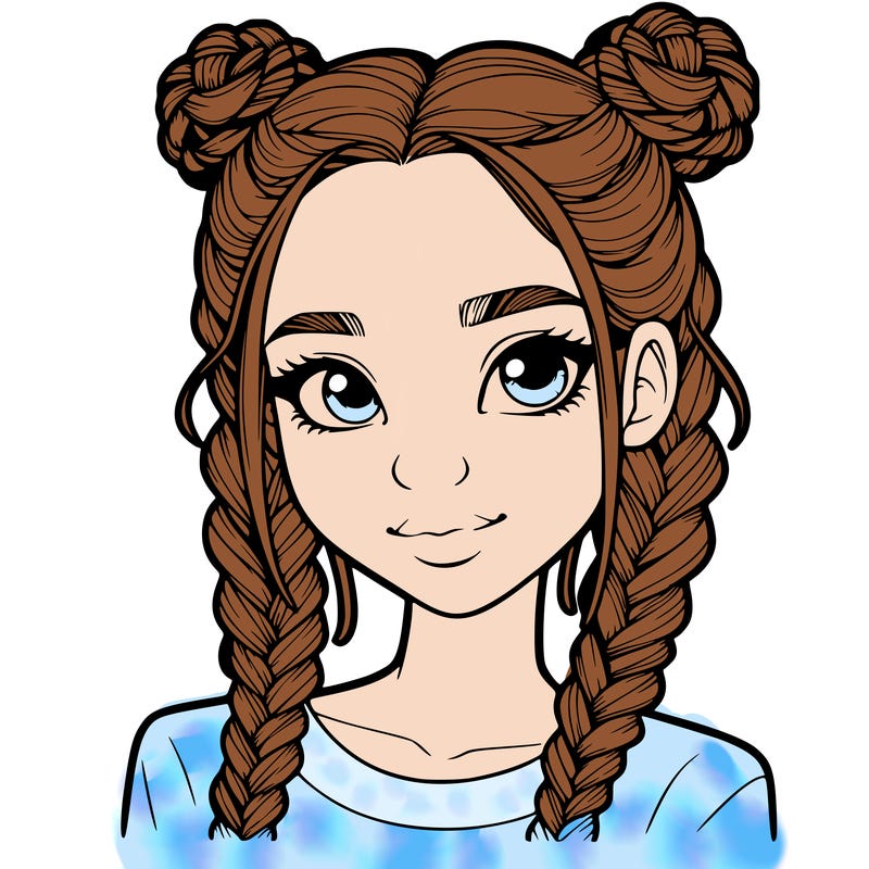 realistic girl with braids