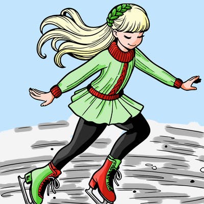 realistic girl doing figure skating on ice