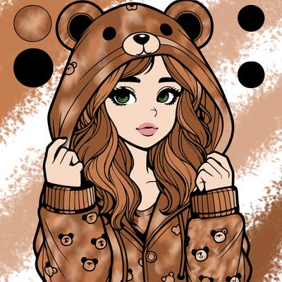 realistic girl in a animal pjs hoodie
