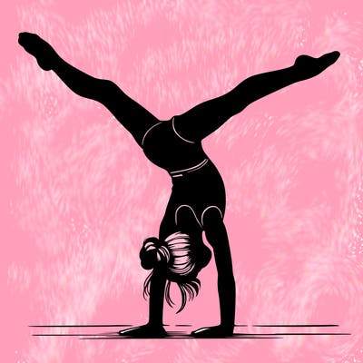 realistic gymnastic hand stand girl in four splits