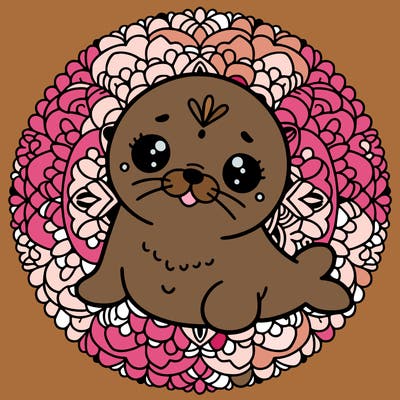 a cute baby seal mandala