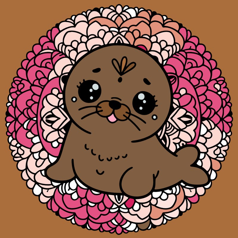 a cute baby seal mandala
