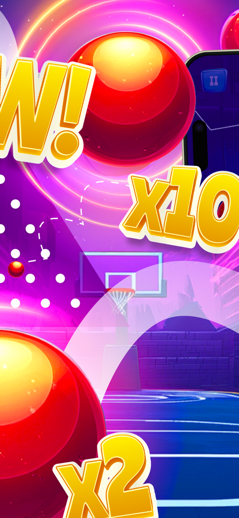 Basket Loot - Basket Loot arcade game showing x10 and x2 multipliers on a neon basketball court