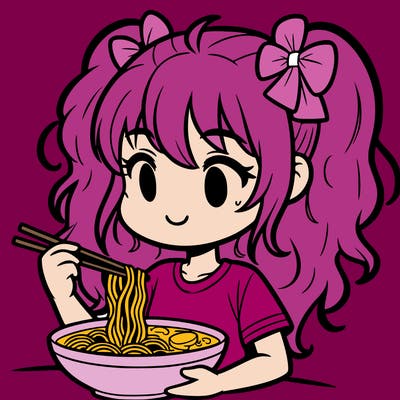 a girl eating ramen