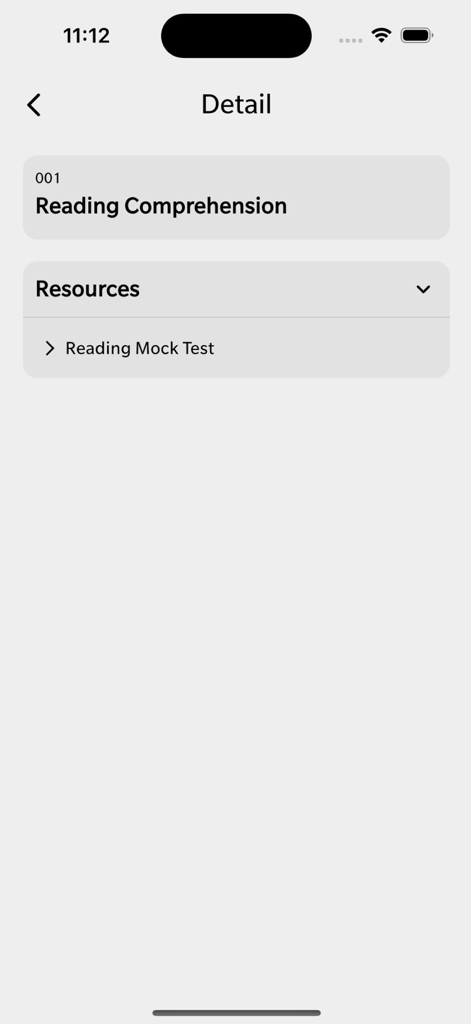 JFT Mock Test - JFT Mock Test app screen showing the reading comprehension section with available resources