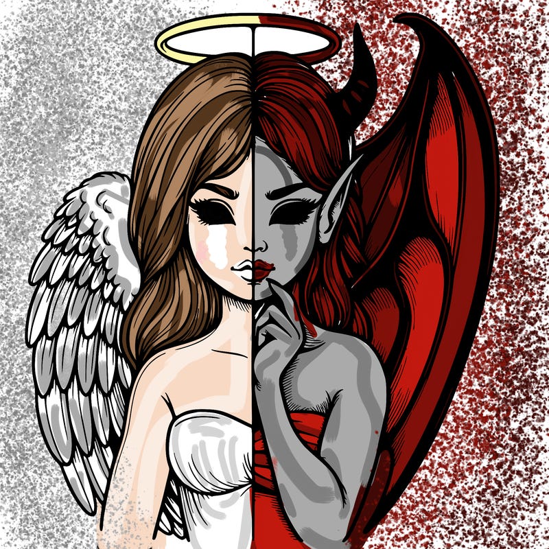 realistic angel half demon