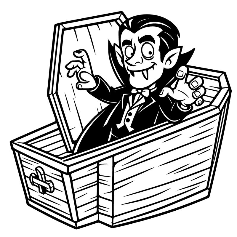 dracula in a coffin