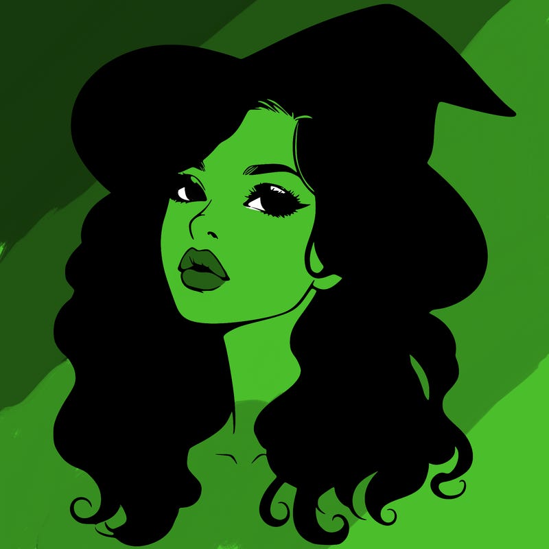 realistic witch girl with wavy hair and lips