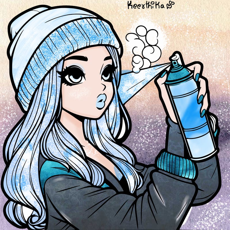 realistic girl spray painting