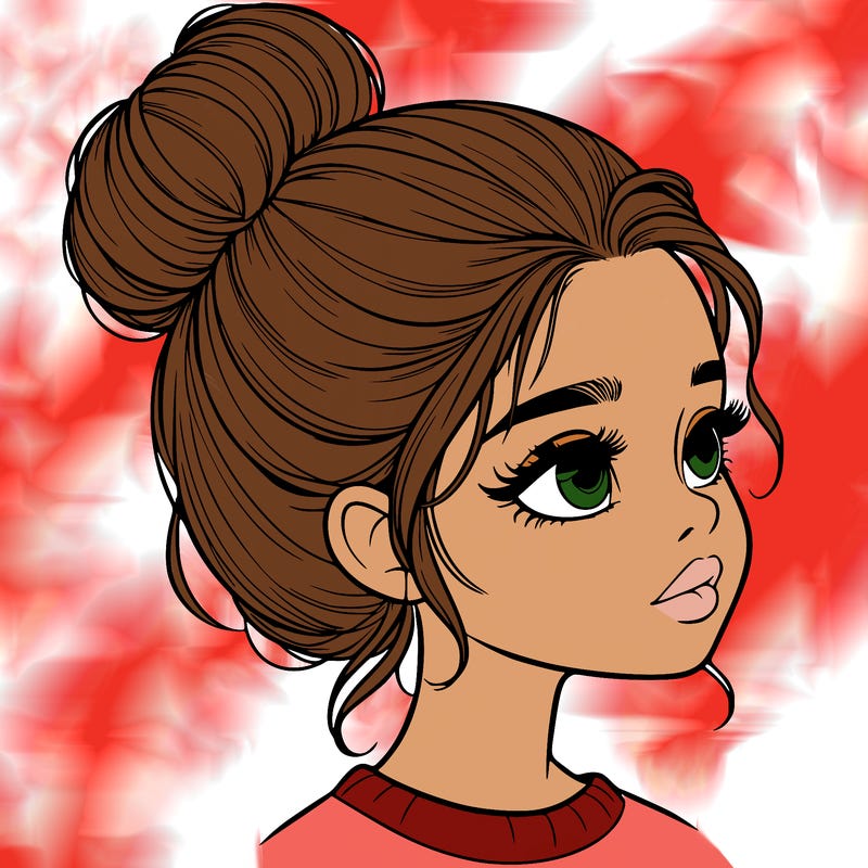 realistic girl with bun