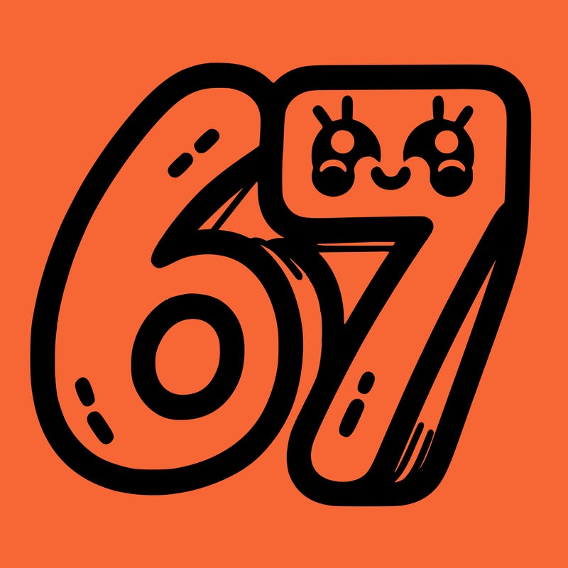 the numbers 67