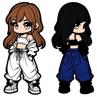 girl in crop top and baggy pants