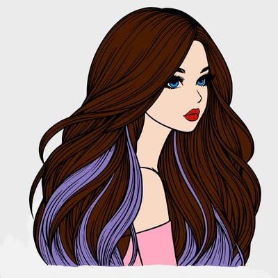 realistic girl with long realistic hair