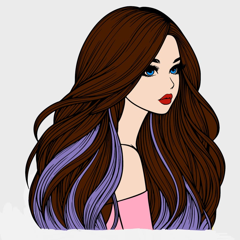 realistic girl with long realistic hair