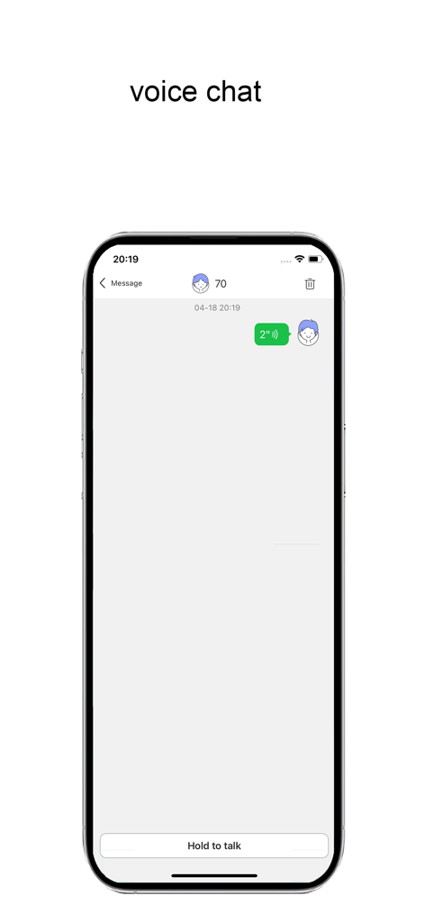 Kiddo Connect - Interface of Kiddo Connect app showing a voice chat session between a parent and child