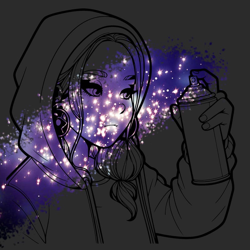 a realistic girl, spray painting