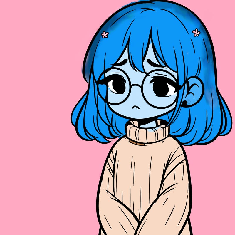 sad girl with glasses in a sweater