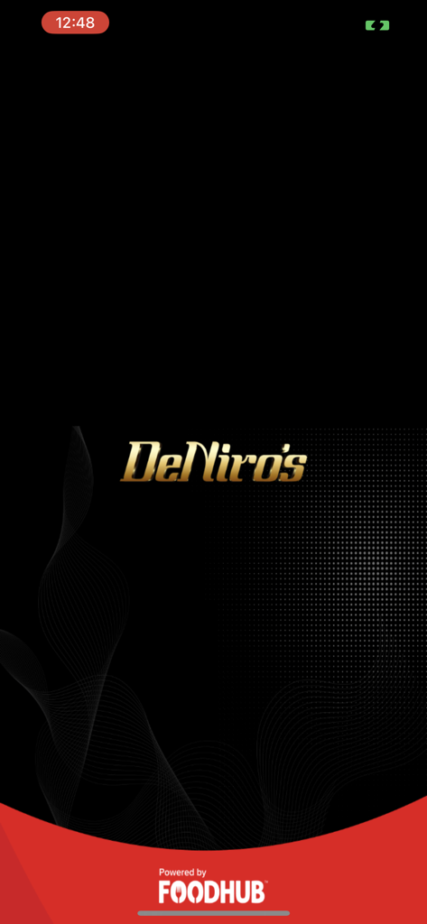 De Niros. - De Niros food delivery app splash screen with logo powered by Foodhub