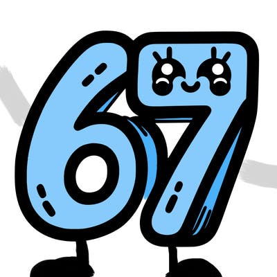 the numbers 67