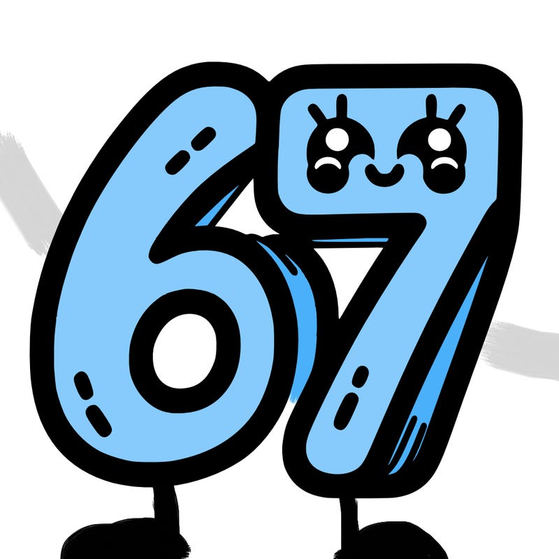 the numbers 67