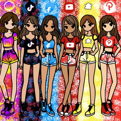 a group of girls wearing crop tops and shorts