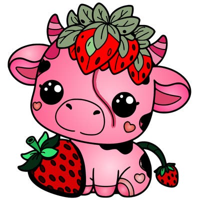 cute strawberry cow