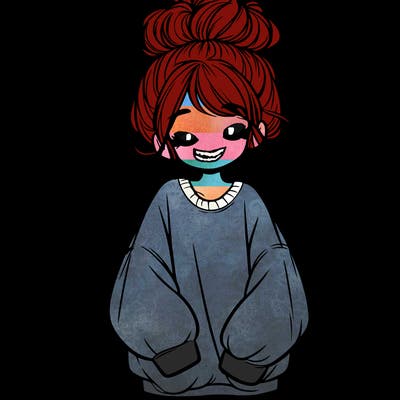 girl with baggy sweatshirt and messy bun