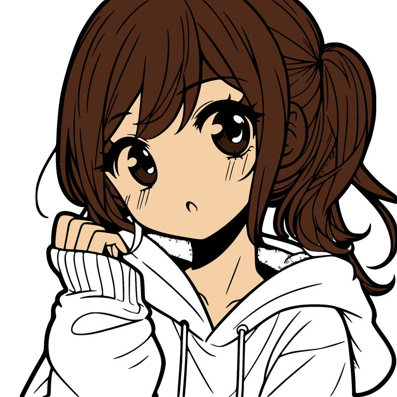manga girl in hoodie