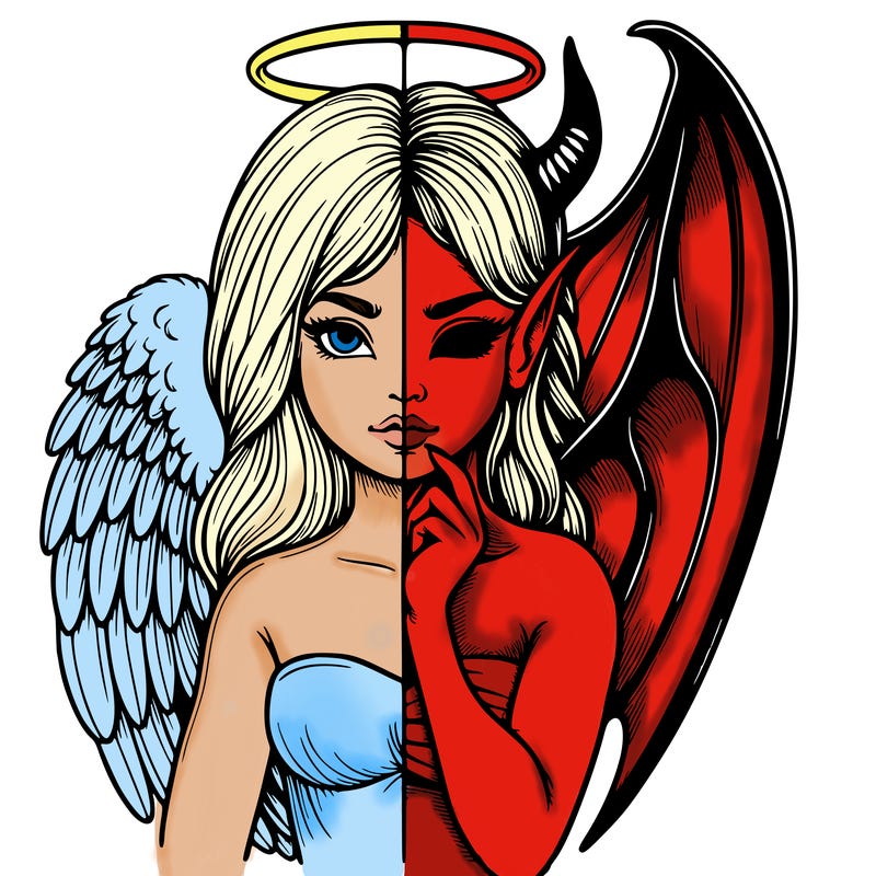 realistic angel half demon