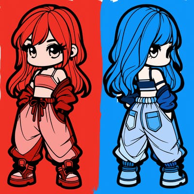 girl in crop top and baggy pants