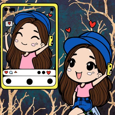 a girl recording herself and posting on social media