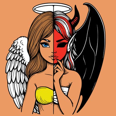 realistic angel half demon