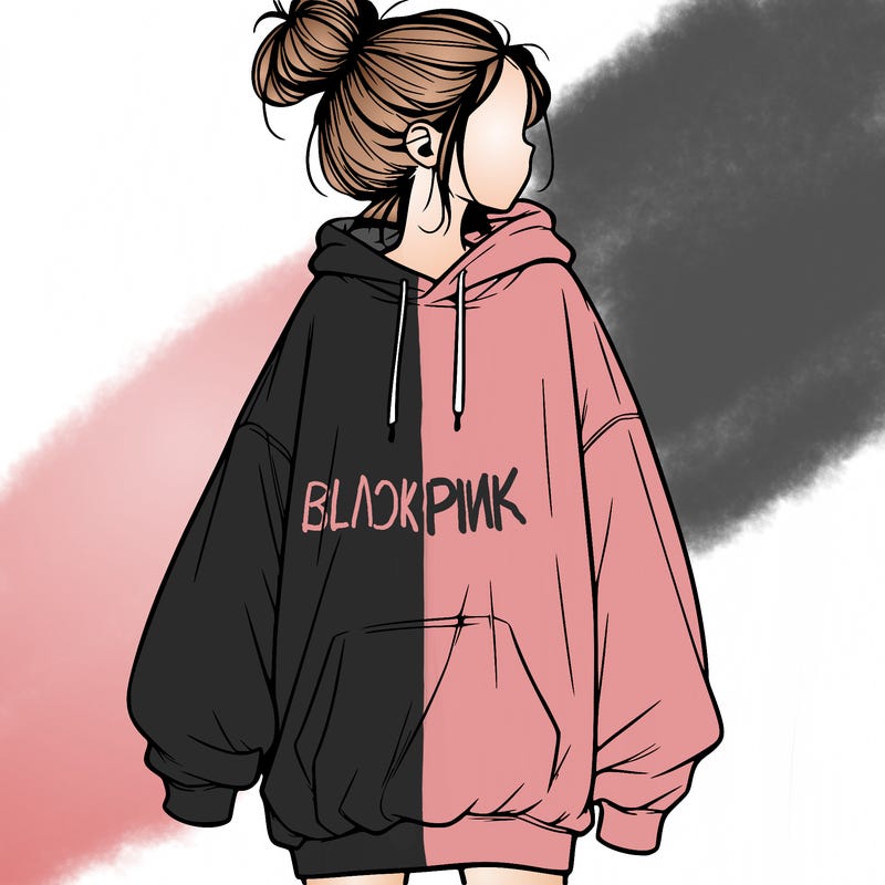 realistic girl with a oversized sweatshirt on and a bun