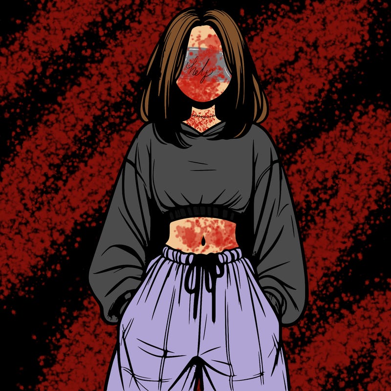 realistic girl faceless with baggy pants and a crop top