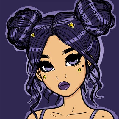 realistic girl with space buns