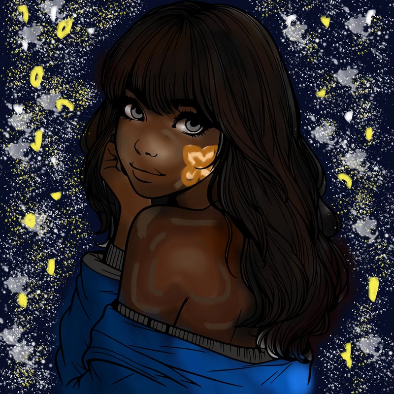 realistic girl with bangs looking over her shoulder