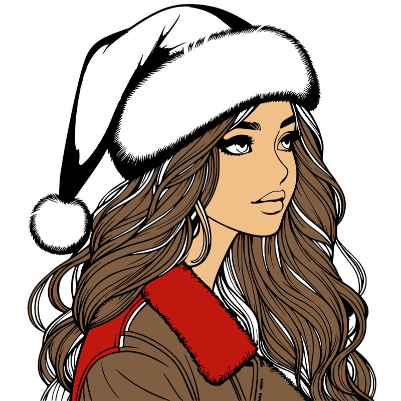 realistic girl in santa hat