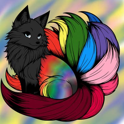 realistic detailed 9 tailed anime fox