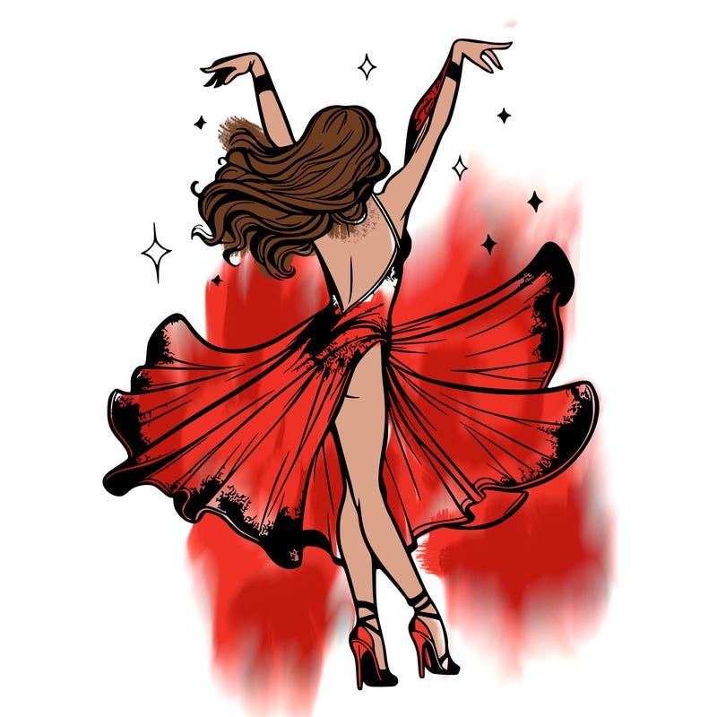 dancer dancing with a shimmery costume on realistic