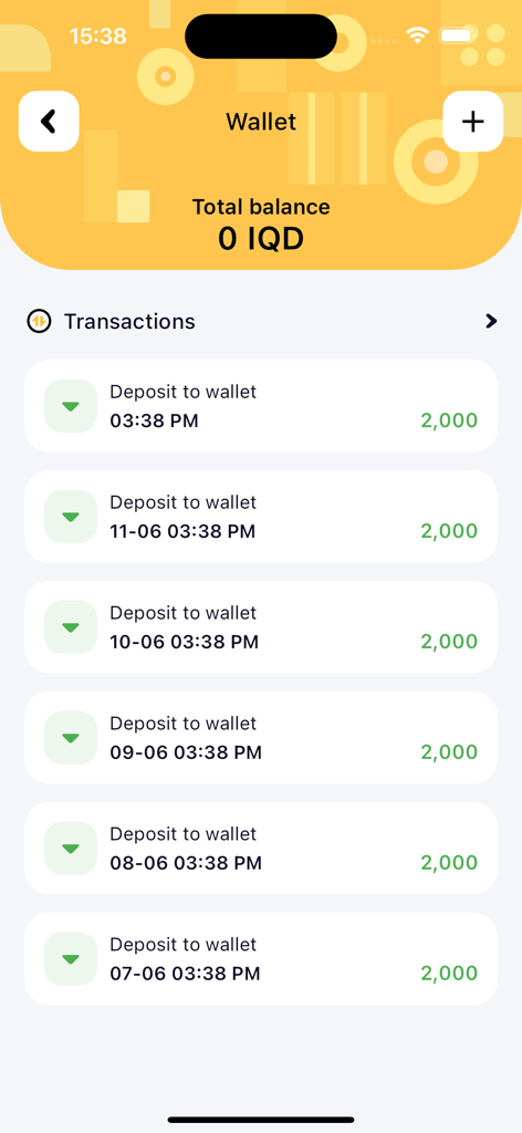 Mr.Taxi app wallet screen showing balance and deposit transaction history