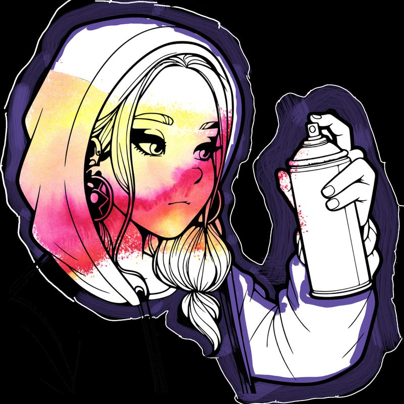 a realistic girl, spray painting