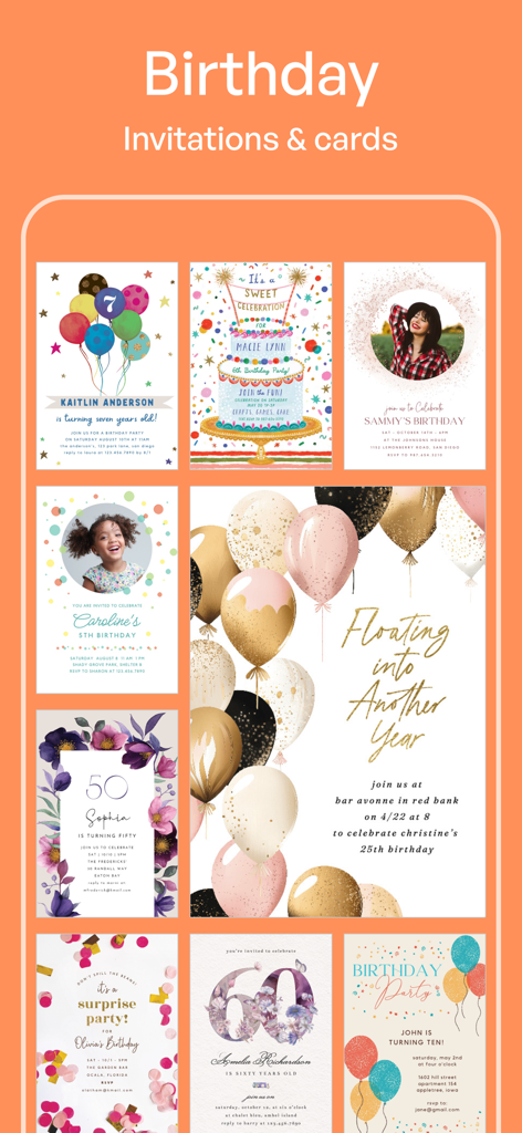 Invitation Maker: Cards & RSVP - A collection of aesthetic birthday invitation and card templates for children and adults