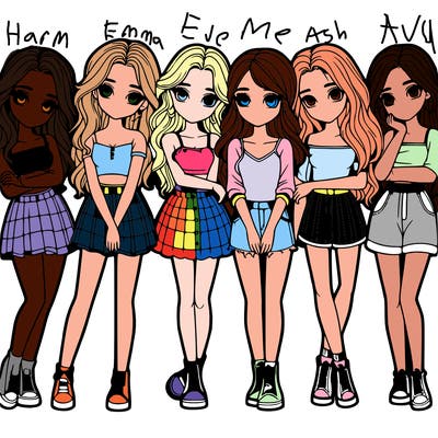 a group of girls realistic