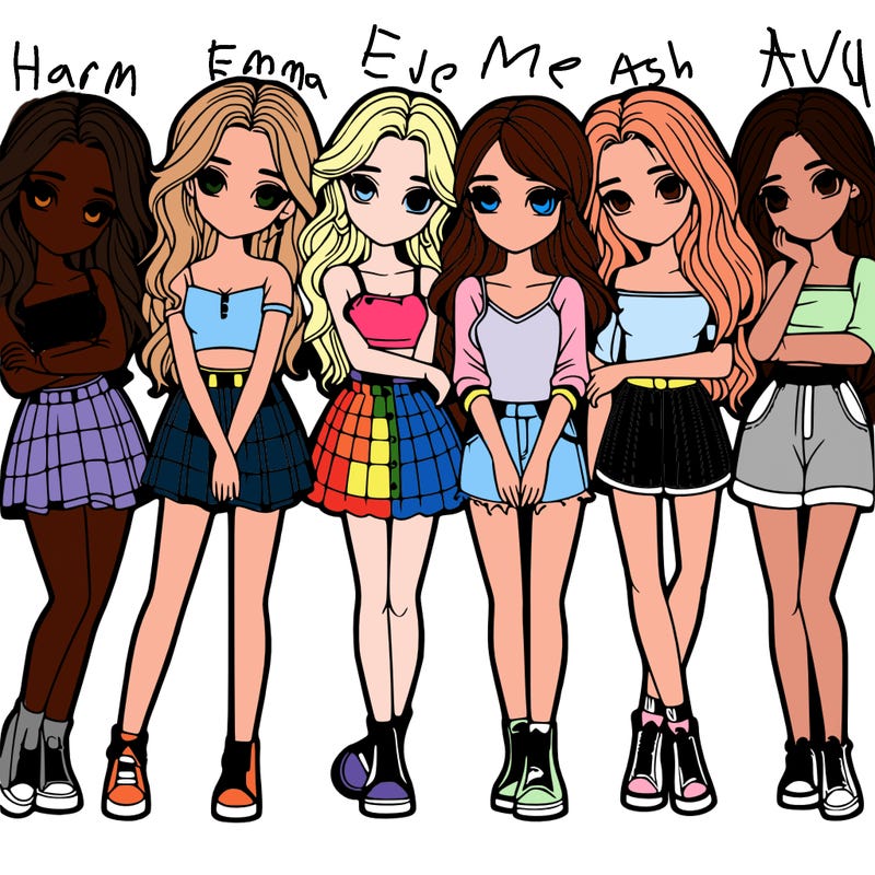 a group of girls realistic