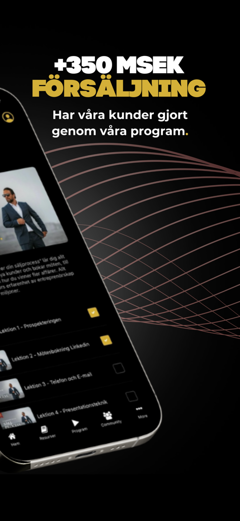 Angelo - Screenshot of the Angelo app showing sales training lessons and revenue growth results